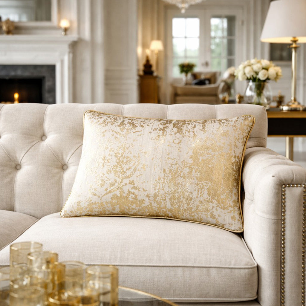 Ella Ivory and Gold Pillow