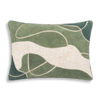 Green Ember Oblong Leather & Suede Pillow