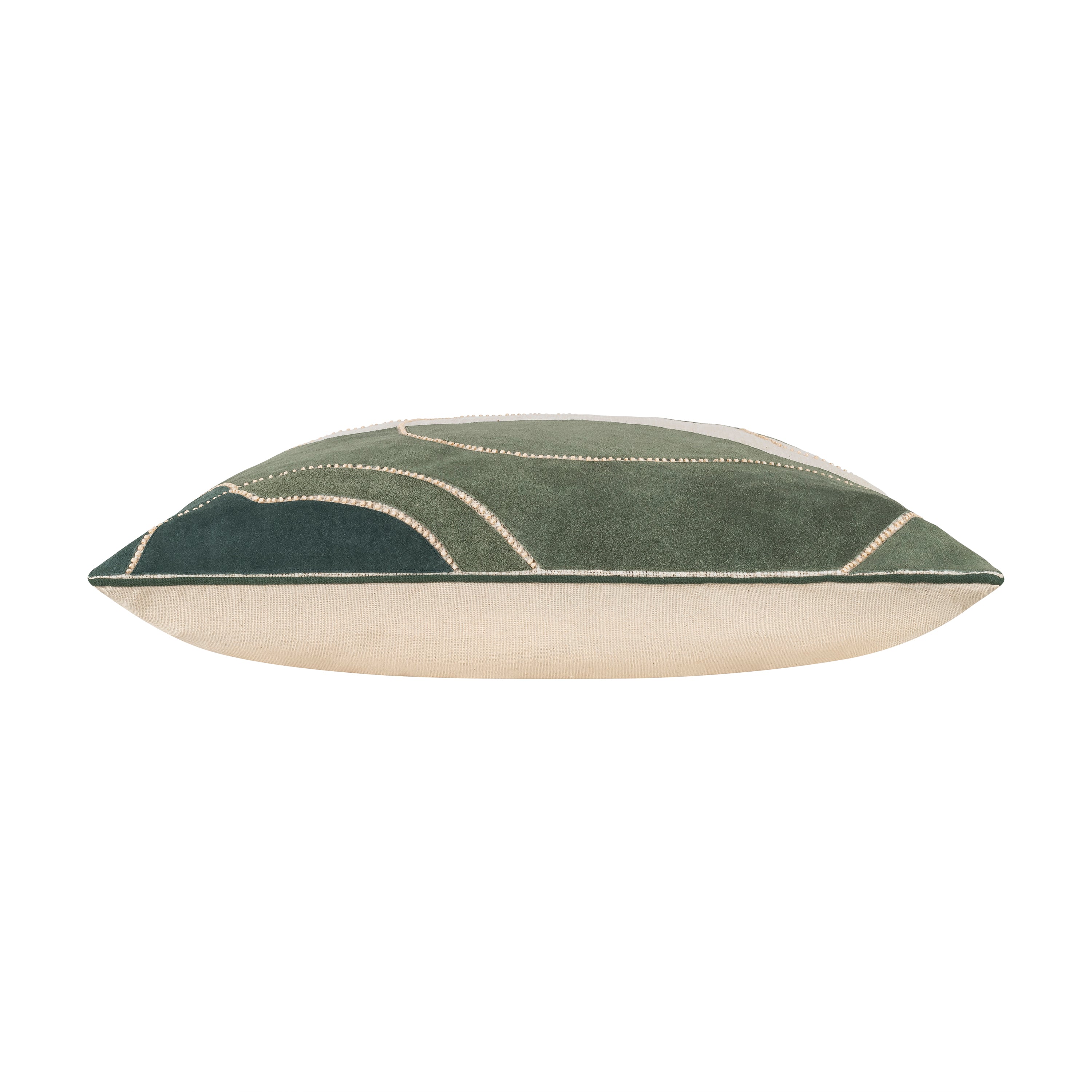 Green Ember Square Leather & Suede Pillow