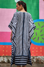 Monochrome Ikat Kaftan Dress