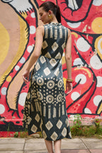 Eclipse Ikat Tie-Knot Midi Dress