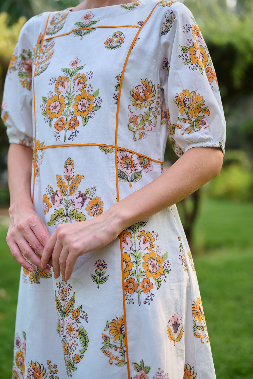 Botanical Bliss Panelled Midi Dress