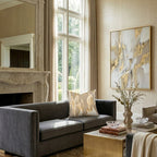 Fawn Grey Brocade And Gold Foil Pillow