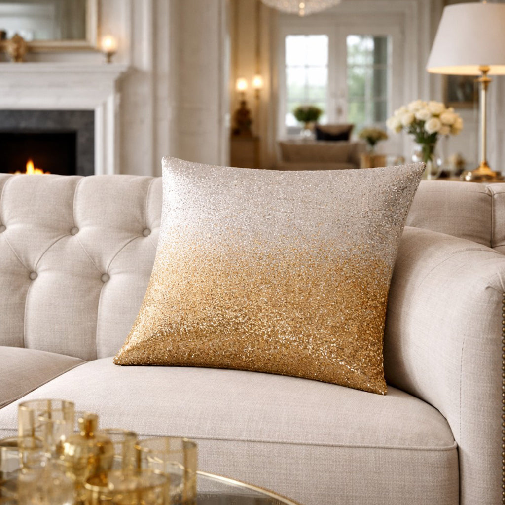 Fay Sequin Gold Silver Pillow