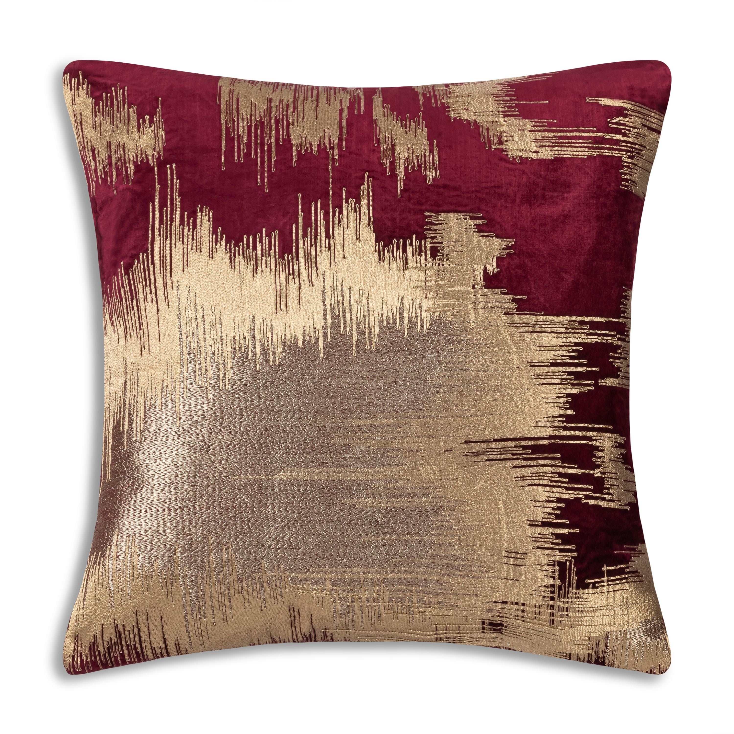 Burgundy Gold Holiday Square Pillow