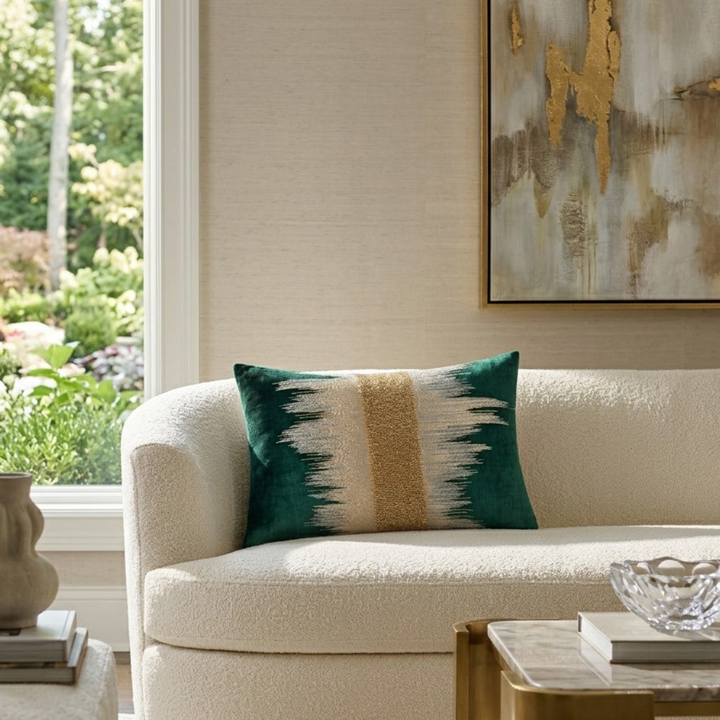 Emerald and Gold Holiday Pillow