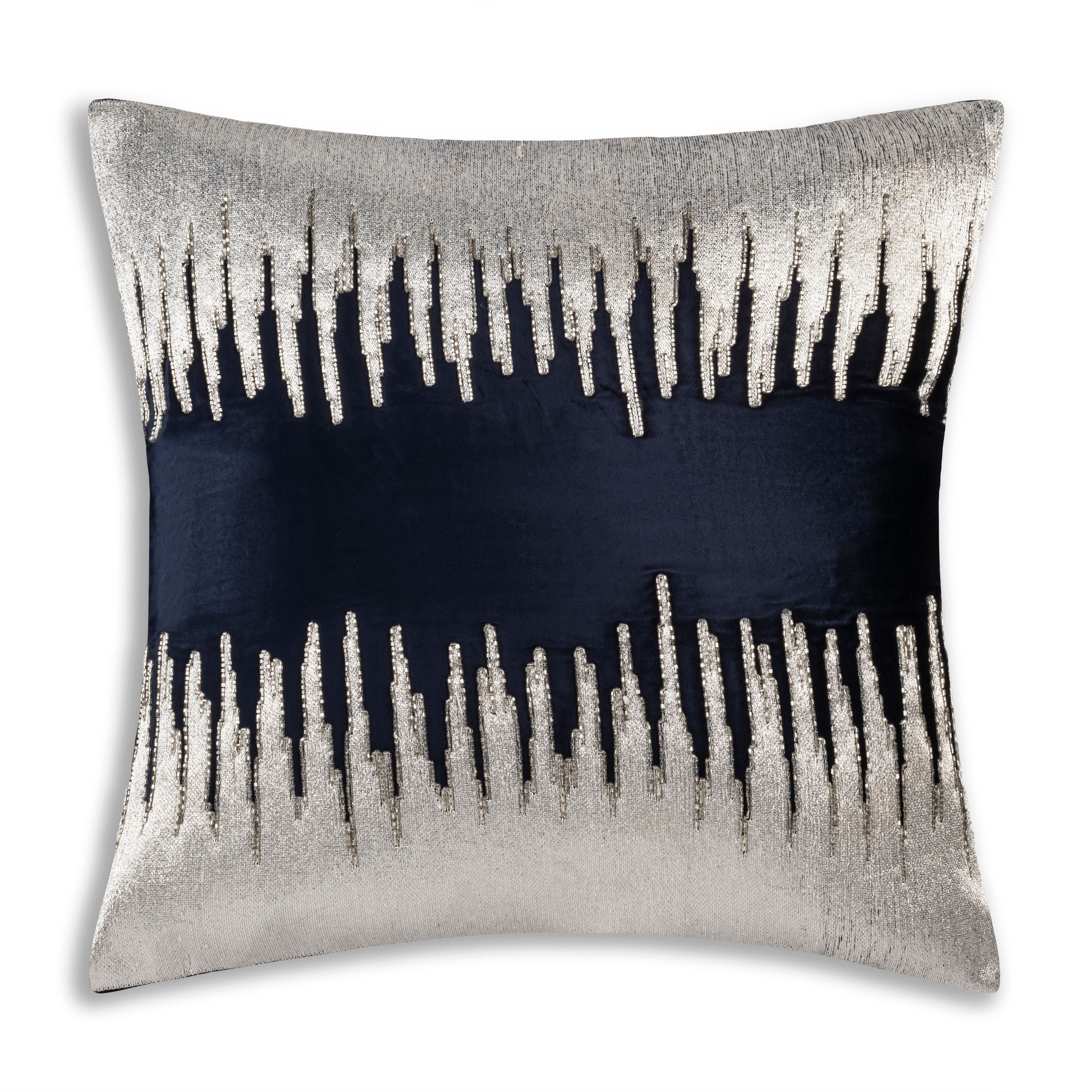 Silver and Navy Holiday Pillow