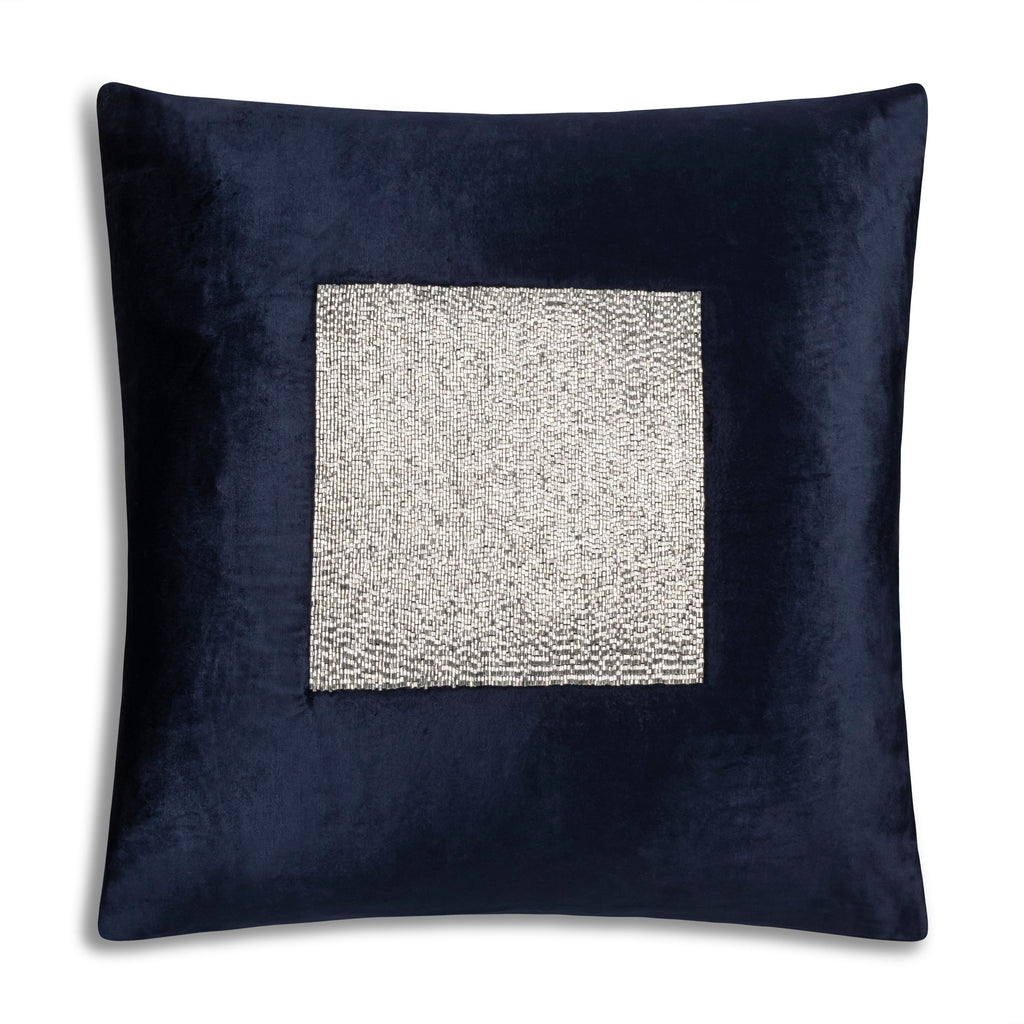 Navy and Silver Beaded Holiday Pillow