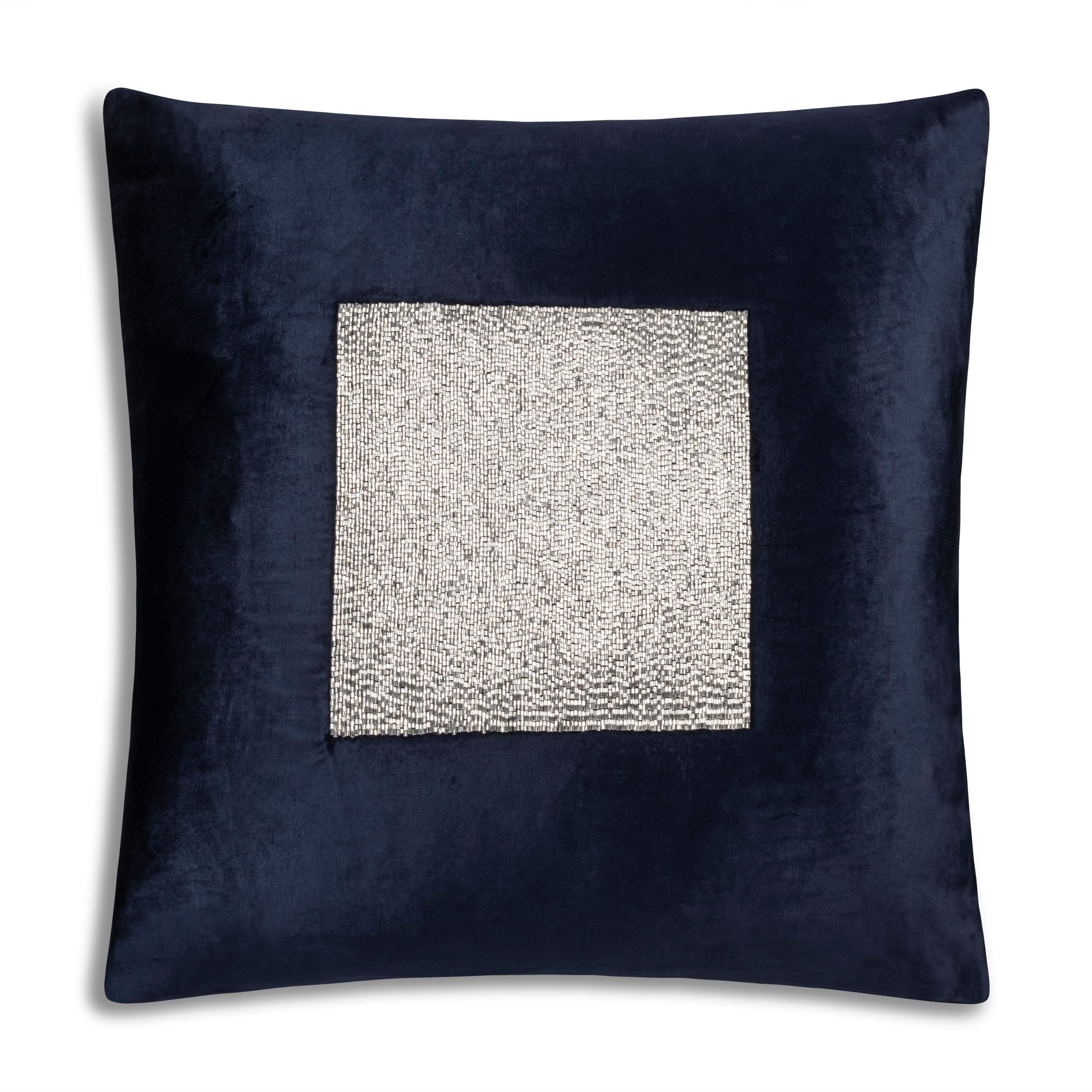 Navy and Silver Beaded Holiday Pillow