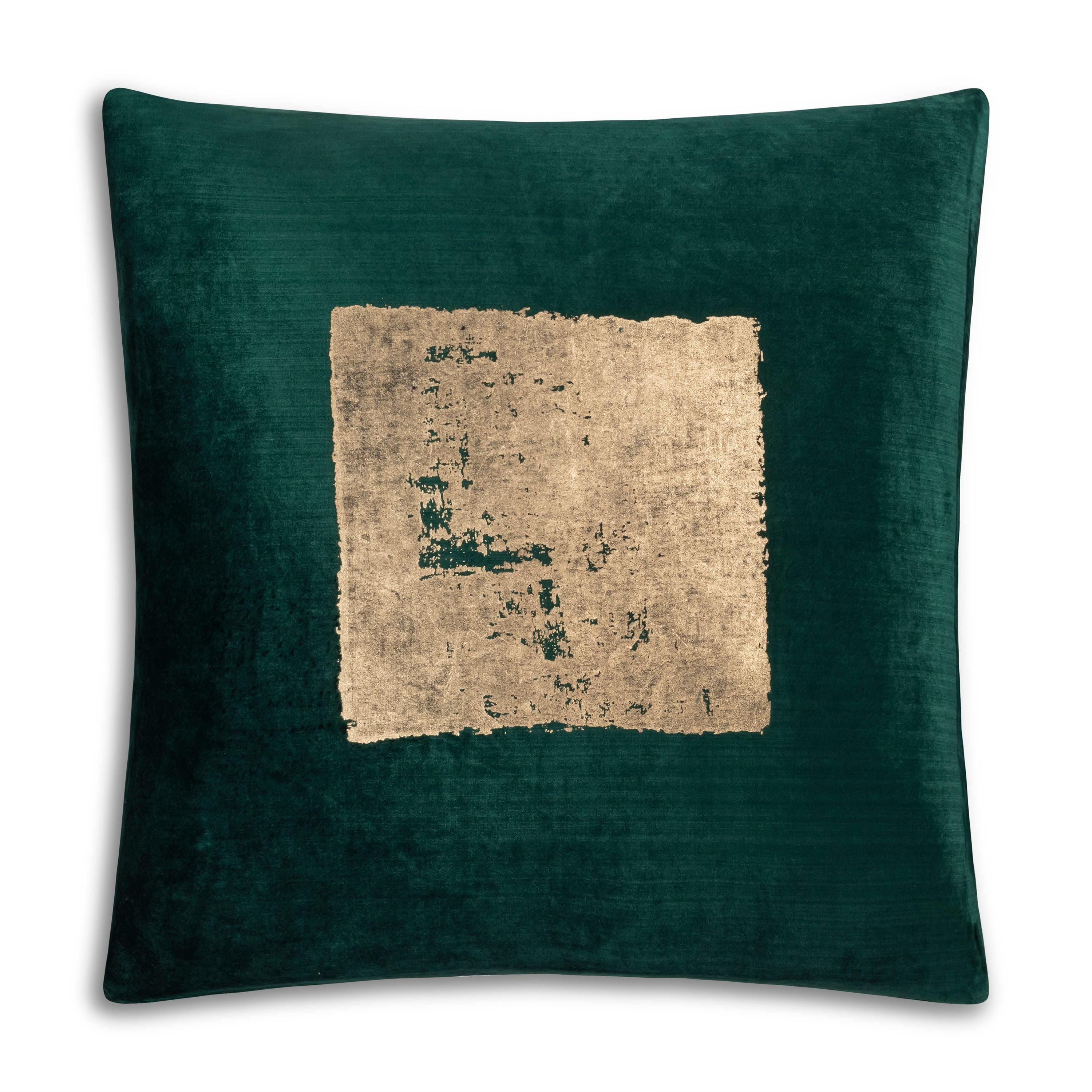 Green Velvet and Gold Foil Holiday Pillow