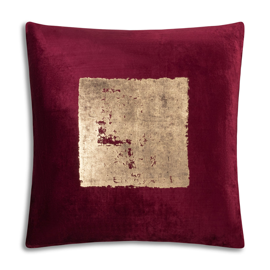 Burgundy Velvet and Gold Foil Holiday Pillow