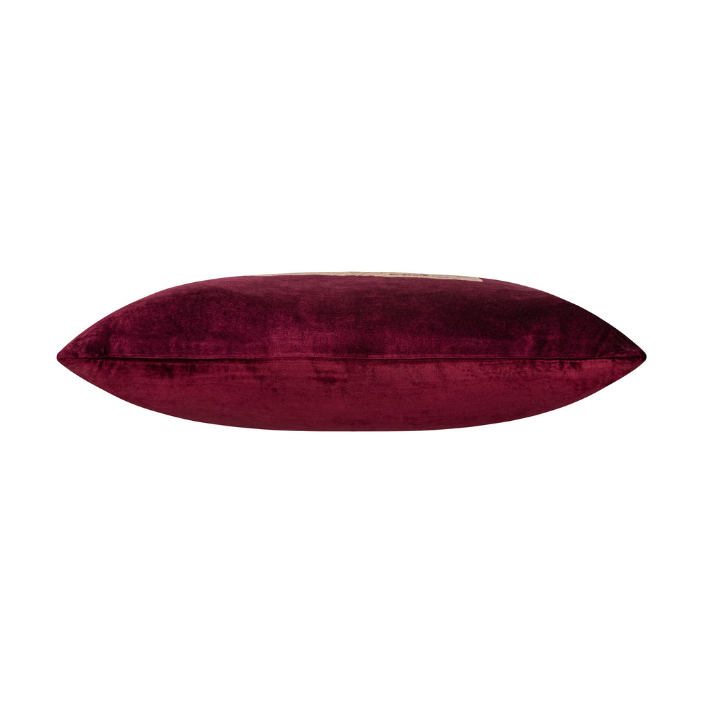 Burgundy Velvet and Gold Foil Holiday Pillow