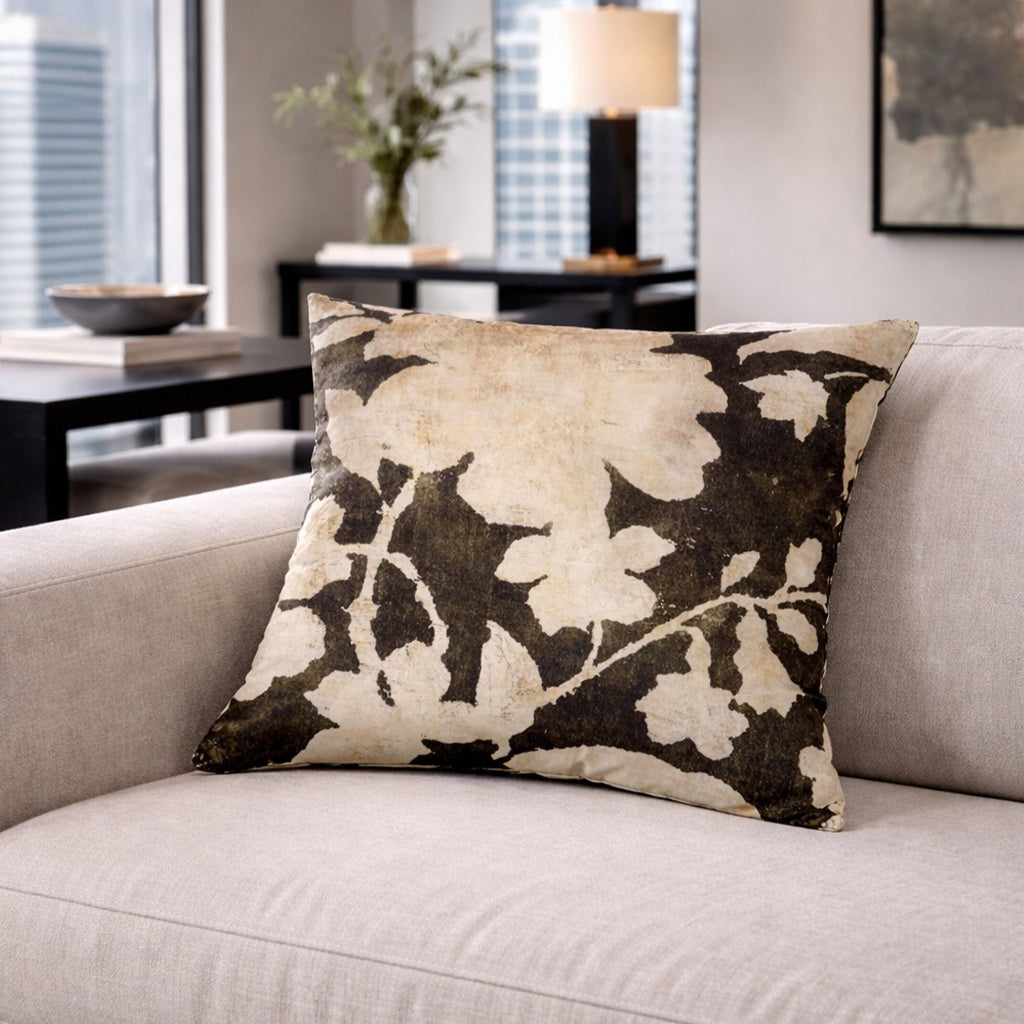 Forest Green Floral Square Pillow