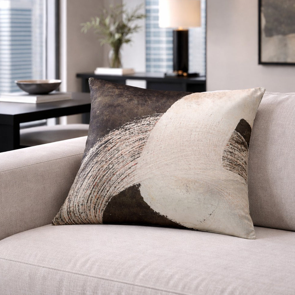 Forest Green and Beige Abstract Pillow