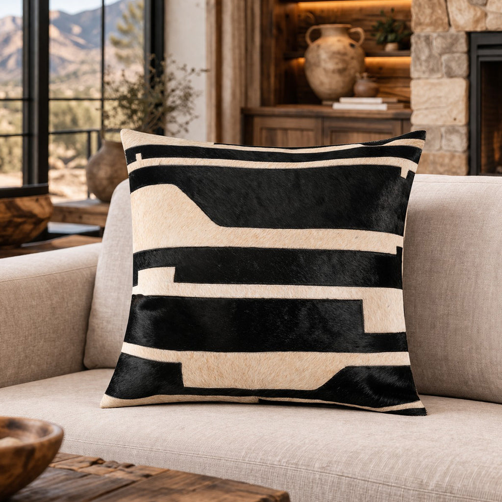 Hudson Black Hide Pillow