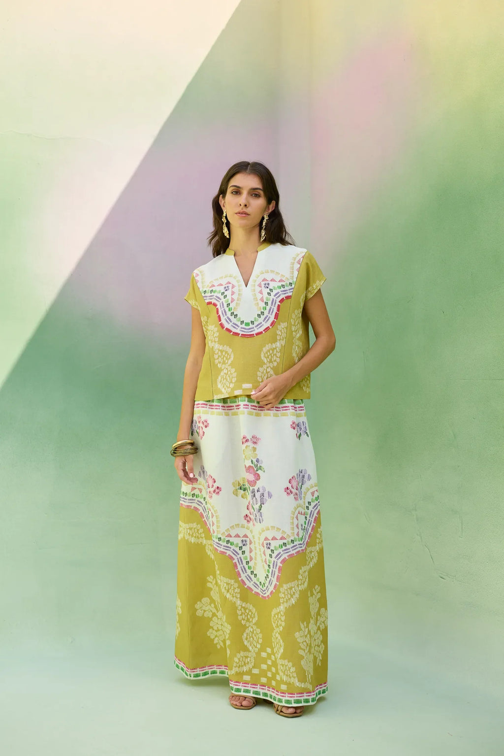 Ochre Floral Ikat Co-ord Set