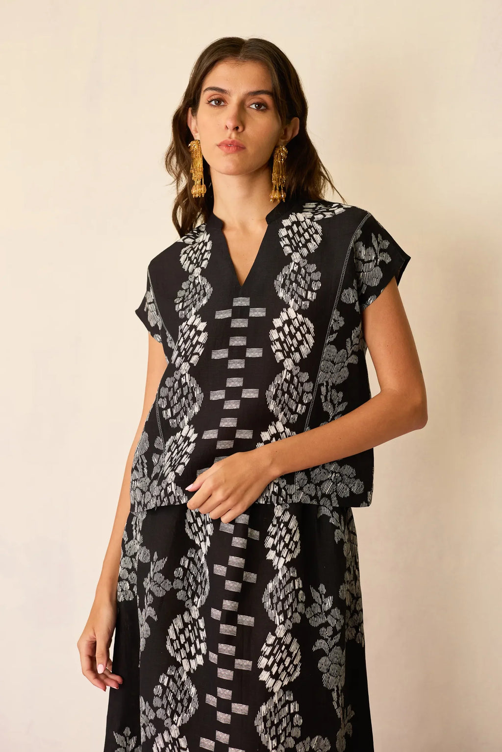 Black Geometric Ikat Co-ord Set