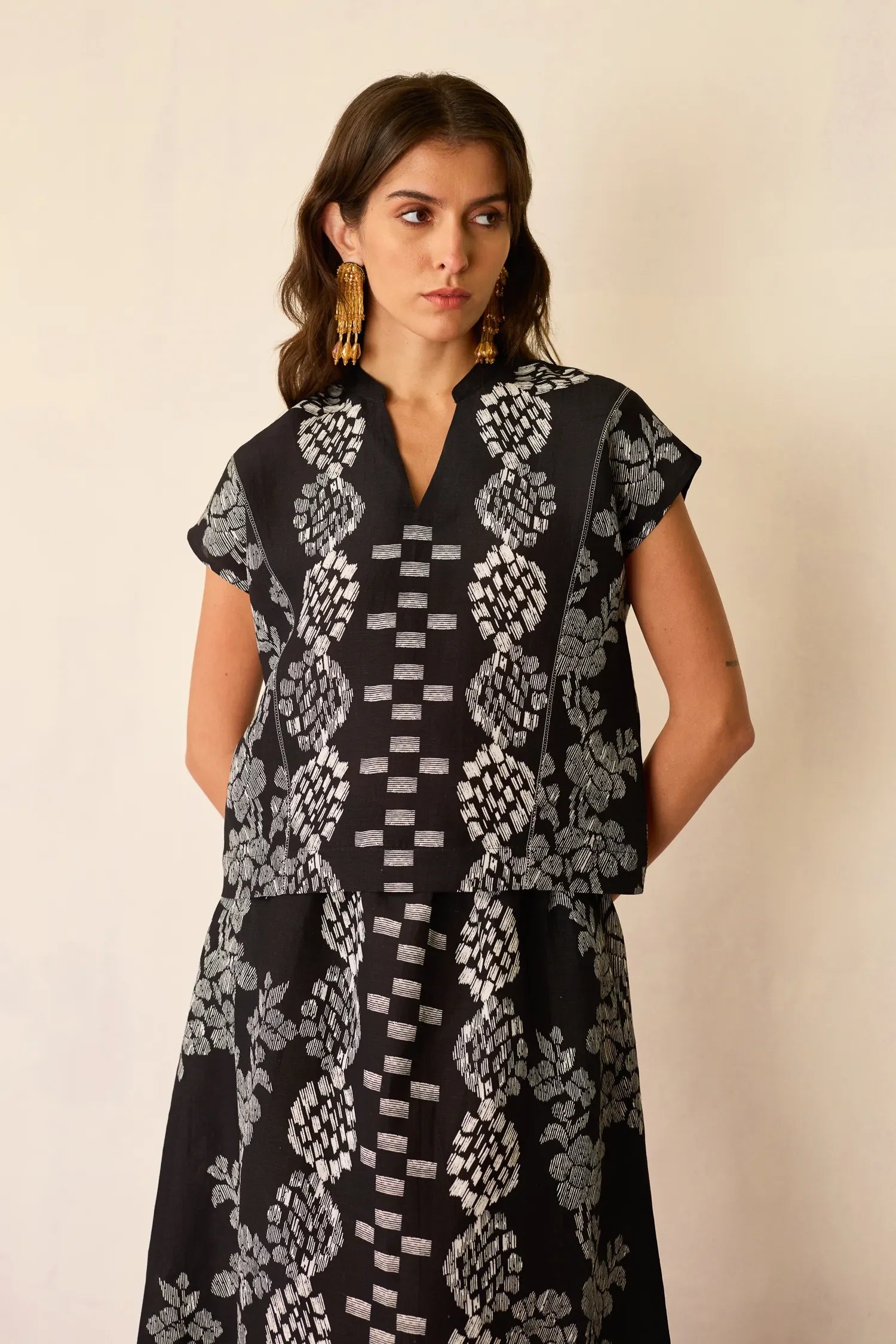 Black Geometric Ikat Co-ord Set