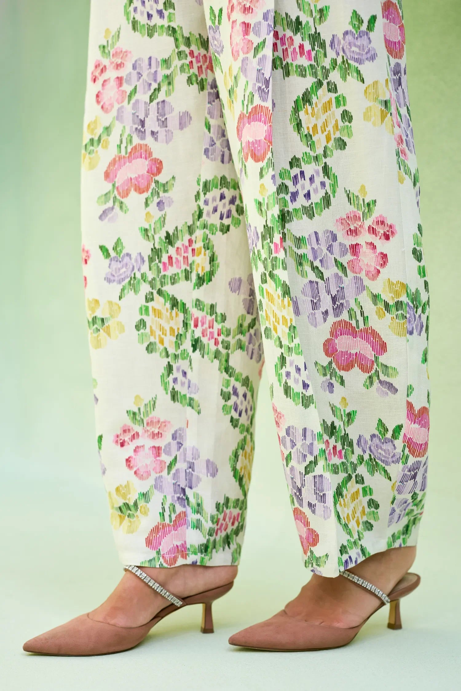 Ivory Multi-coloured Floral Ikat Set