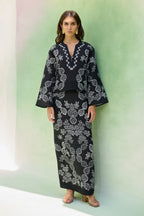 Black Ikat Floral Top and Skirt Set