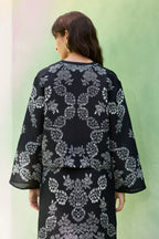 Black Ikat Floral Top and Skirt Set