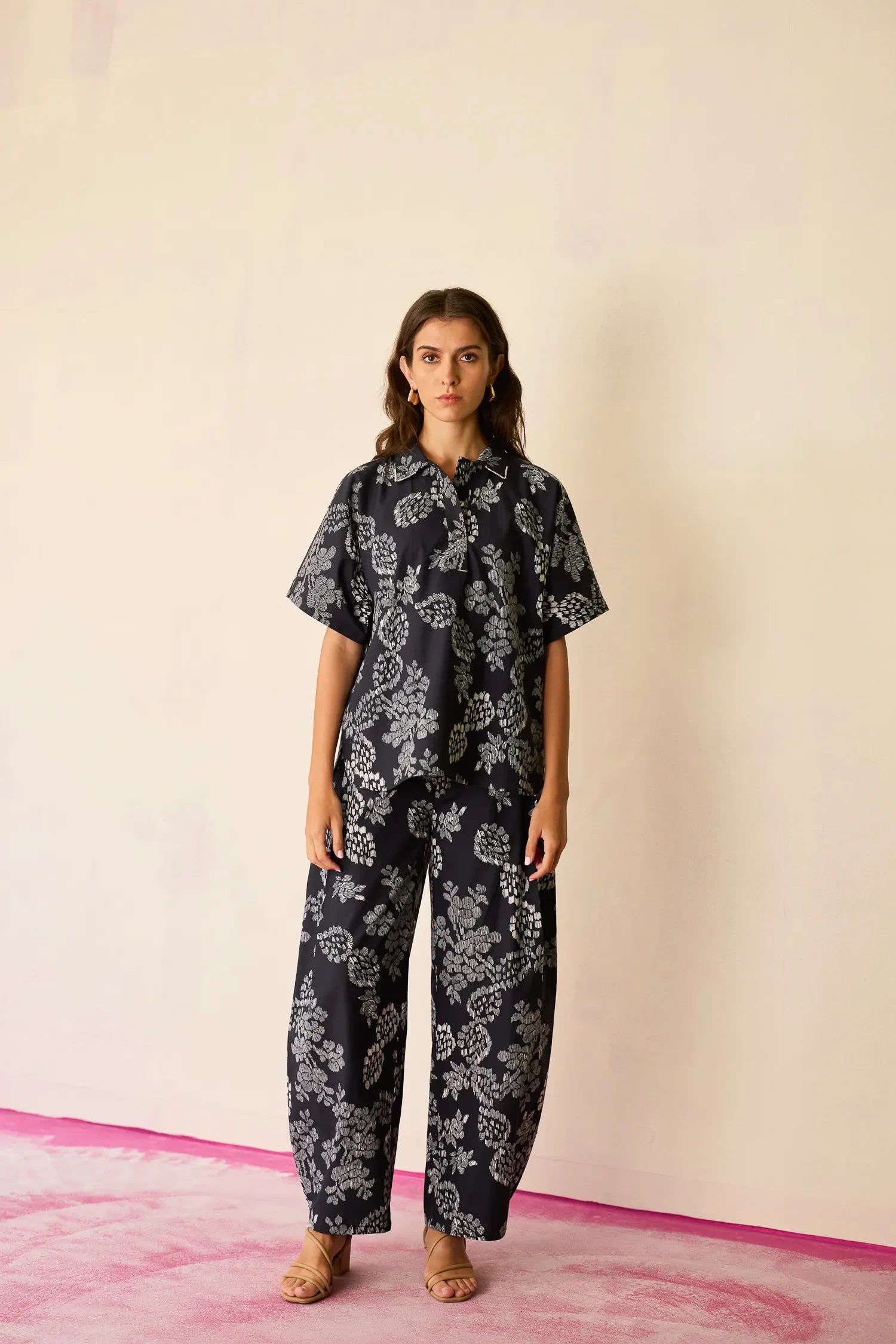 Black Floral Ikat Classic Co-ord Set