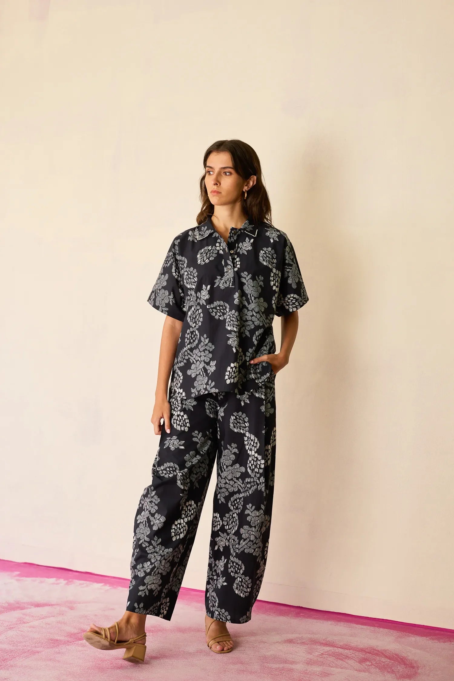 Black Floral Ikat Classic Co-ord Set