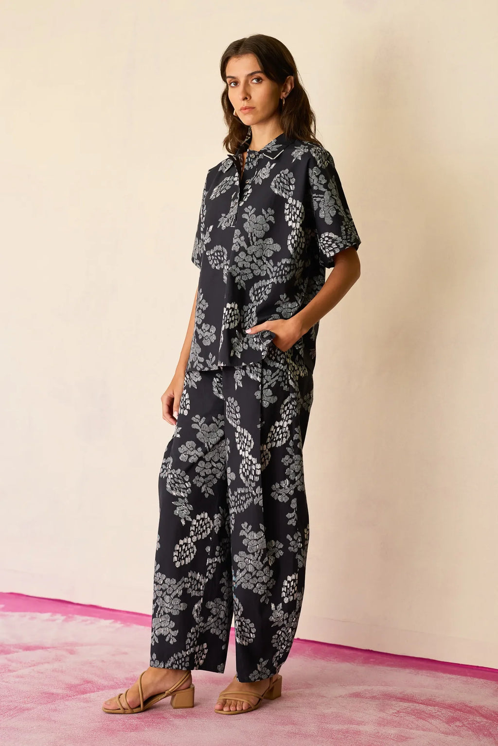 Black Floral Ikat Classic Co-ord Set