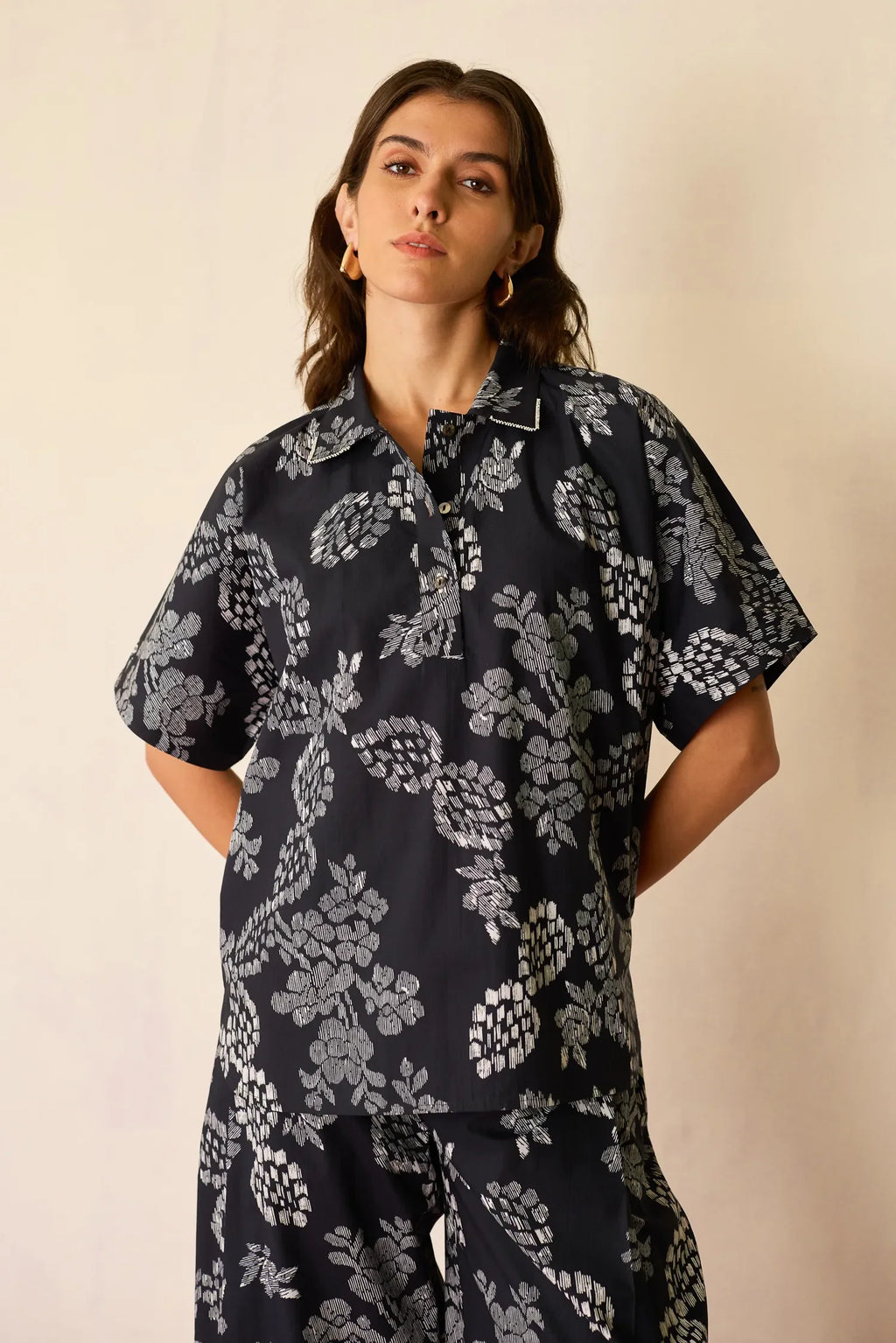 Black Floral Ikat Classic Co-ord Set
