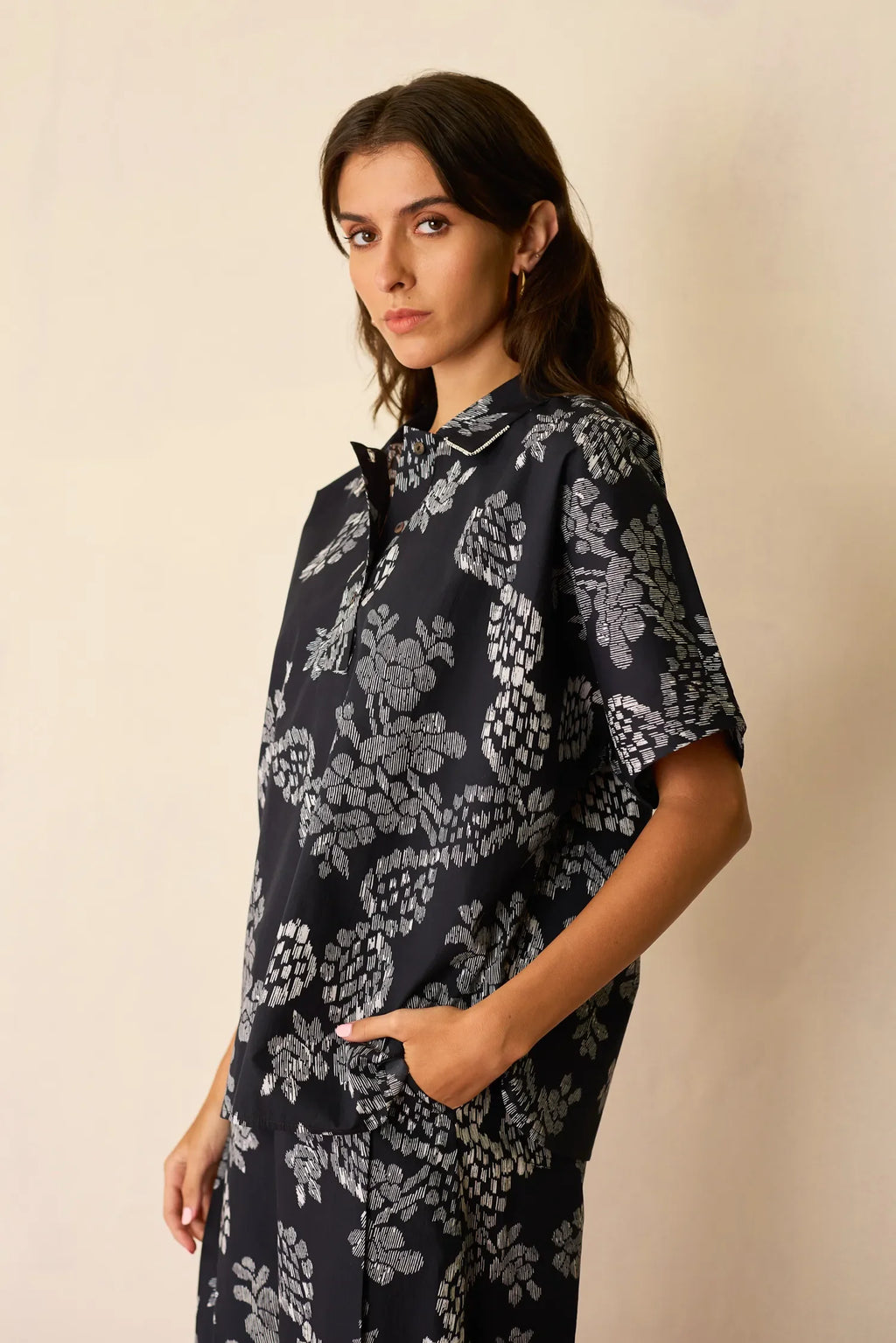 Black Floral Ikat Classic Co-ord Set