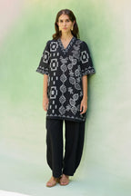 Black Floral Ikat Co-ord Set