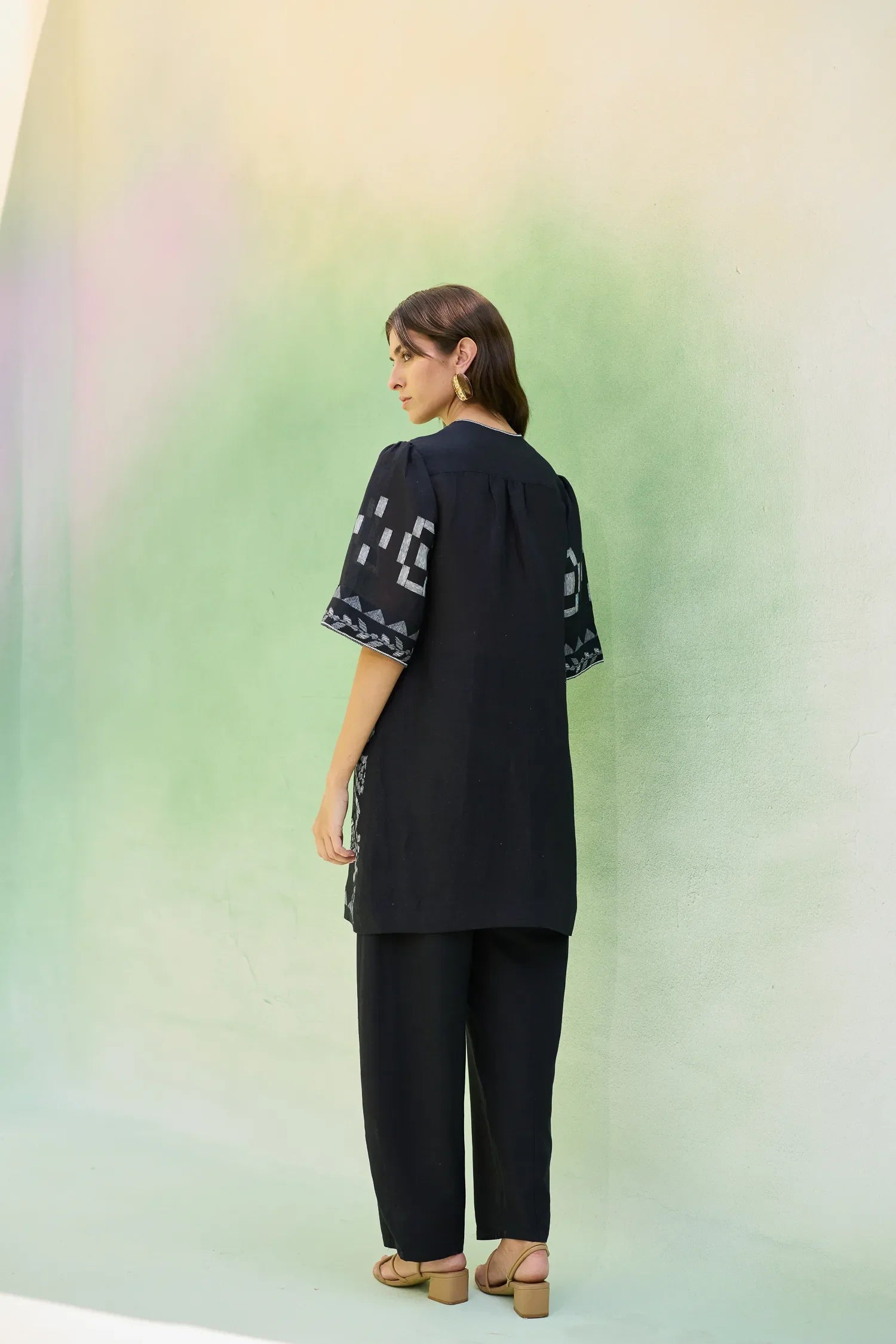 Black Floral Ikat Co-ord Set