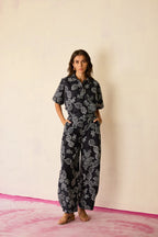 All-over Black Floral Ikat Co-ord Set