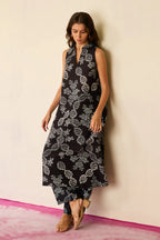 All-over Black Floral Ikat Co-ord Set