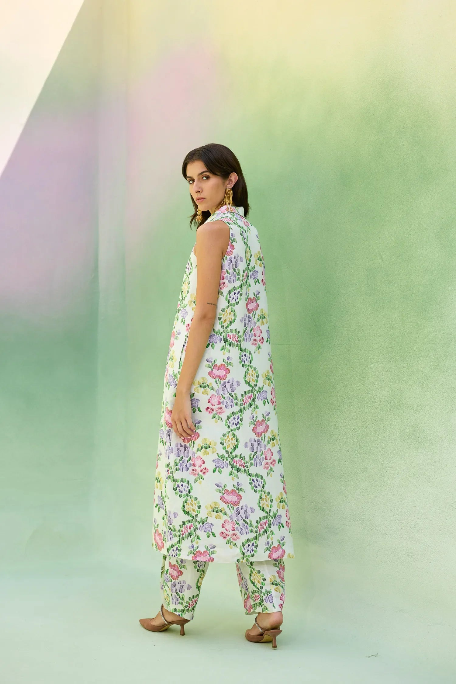 Ivory Floral Ikat Co-ord Set