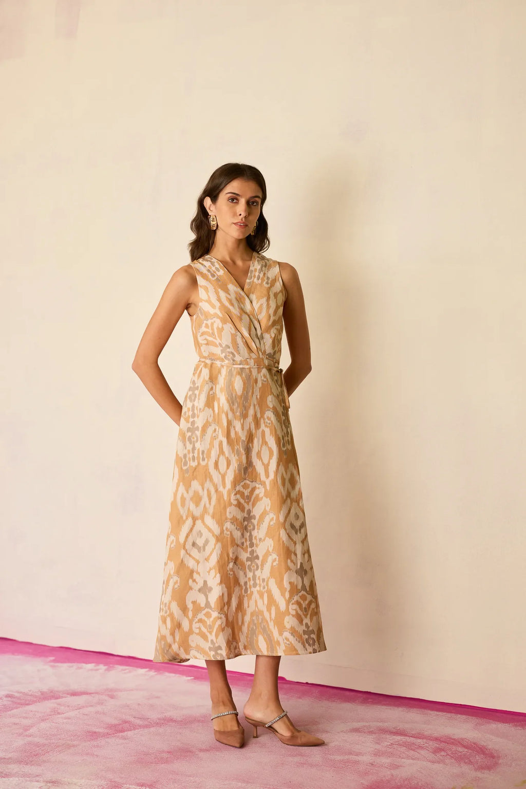 Sand Ikat Wrap Dress