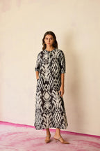 Greyscale Ikat Shirt Dress