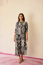 Greyscale Ikat Shirt Dress