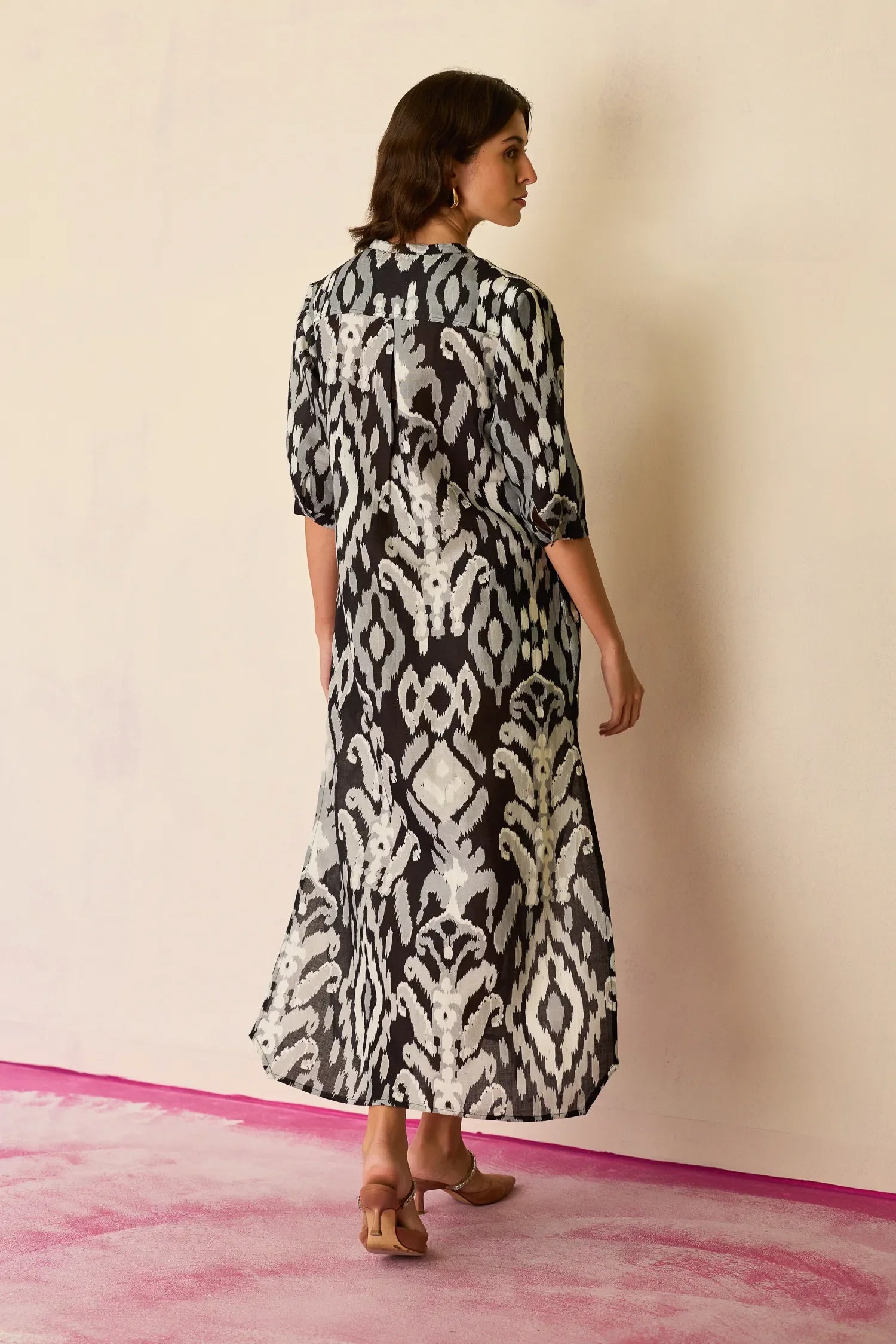 Greyscale Ikat Shirt Dress