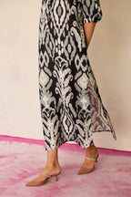 Greyscale Ikat Shirt Dress