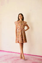 Brushstroke Gathered Mini Dress
