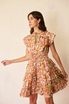 Brushstroke Gathered Mini Dress