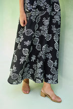 Black Floral Ikat Halter Neck Maxi Dress