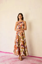 Brushstroke Halter Neck Maxi Dress