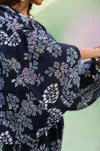Black Floral Ikat Kaftan Dress