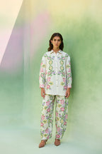 Ivory Floral Ikat Shirt