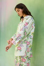 Ivory Floral Ikat Shirt