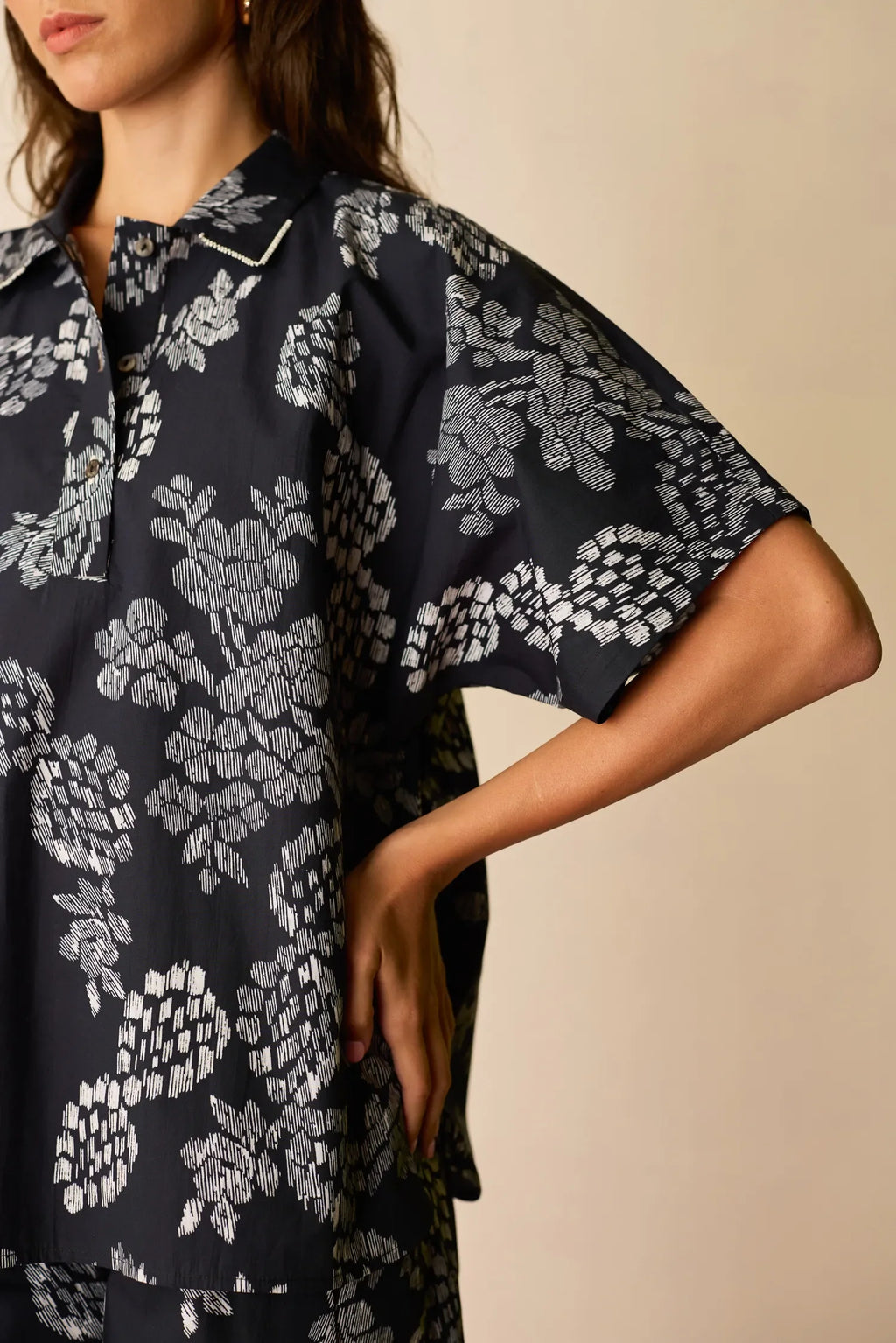 Oversized Ikat All-Over Print Shirt