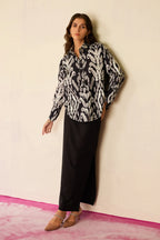 Greyscale Oversized Ikat Shirt