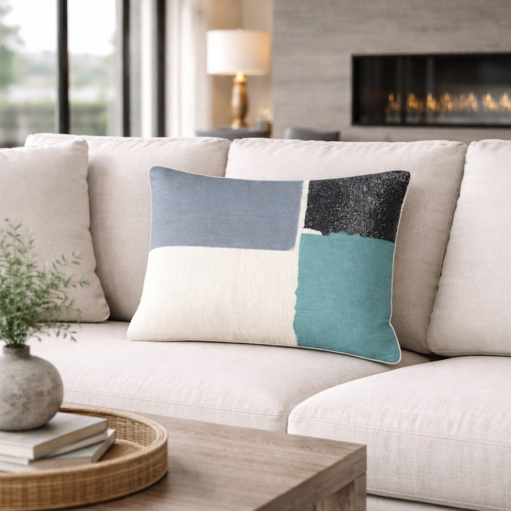 Jade Blue Mulitcolor Lumbar Pillow
